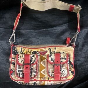 Vintage Limited Edition Prada Venice Scene Nylon Leather Crossbody Bag